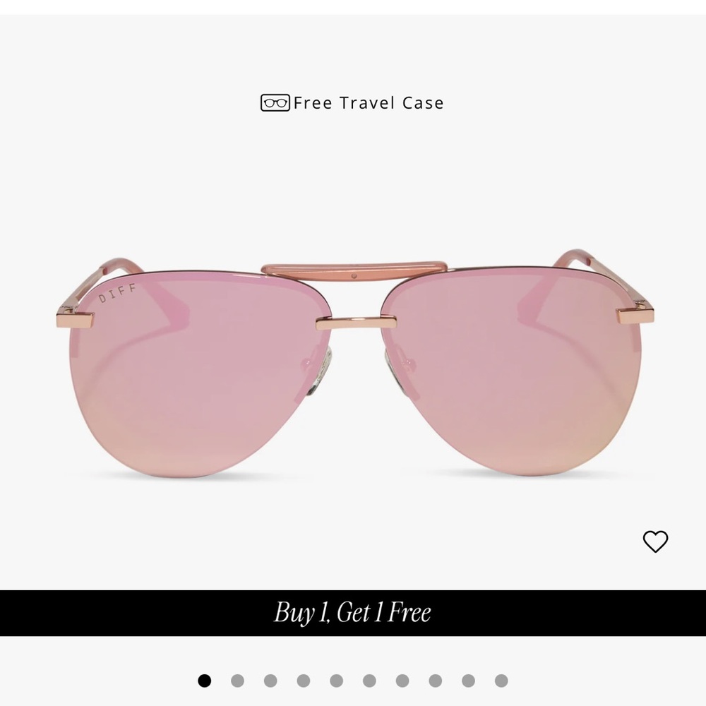 DIFF Aviator rose gold Sunglasses with Case - Picture 3 of 3